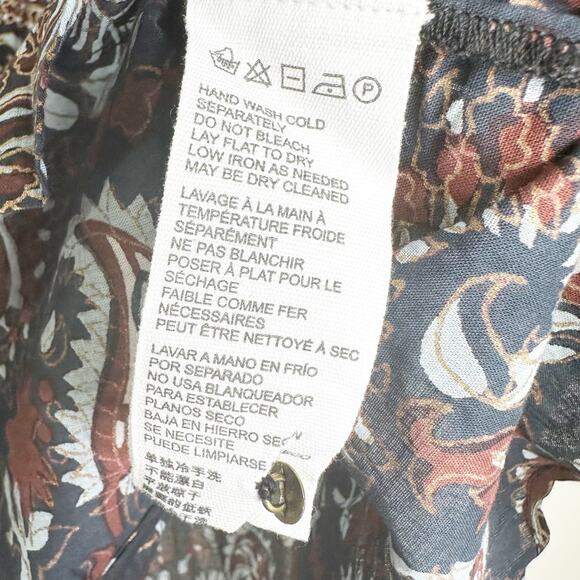 Cleobella Womens Top Jillian Blouse Button Up Ruffle Avalon Block Brown Size XS - Picture 9 of 11